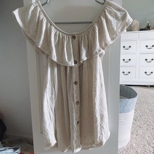 Off the Shoulder Button Blouse